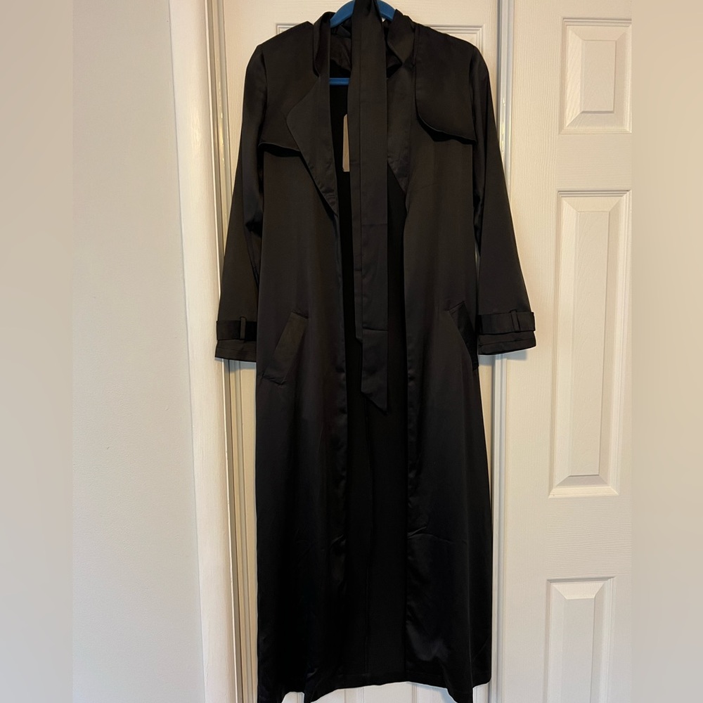 Black Satin Duster Coat